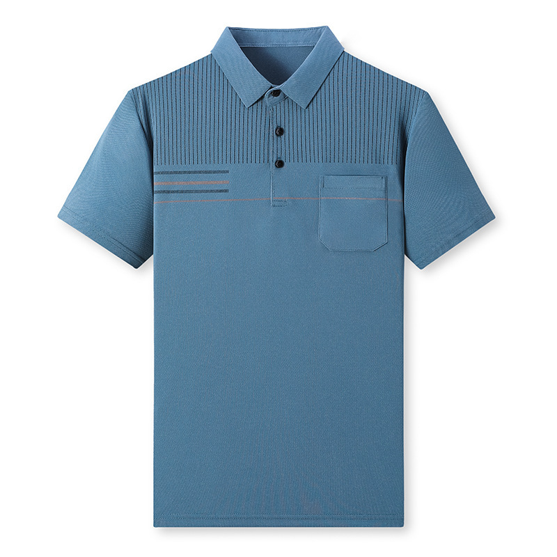 2025 新しい夏中年半袖メンズ tシャツお父さん夏服リアルポケット服通気性ポロシャツ紳士服|undefined