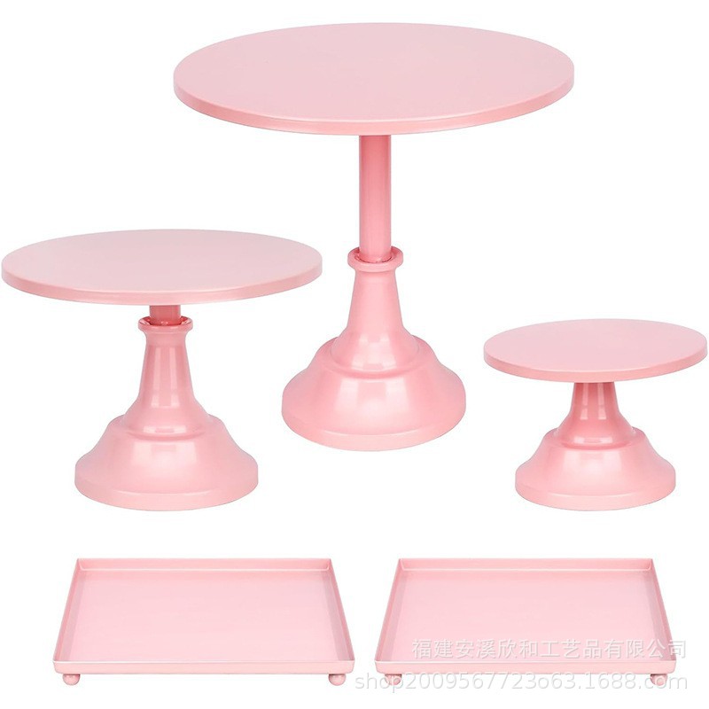 Estandante de pastel de oro, estante de visualización de pastel de metal de 5 piezas de fiesta, conjunto de exhibición de mesa de postre para bodas