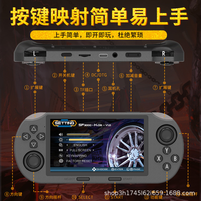 クロスボーダーSF3000携帯電話4.5インチ超大画面無線ダブルスハンドルゲーム機スクリーンダブルロッドゲーム機|undefined