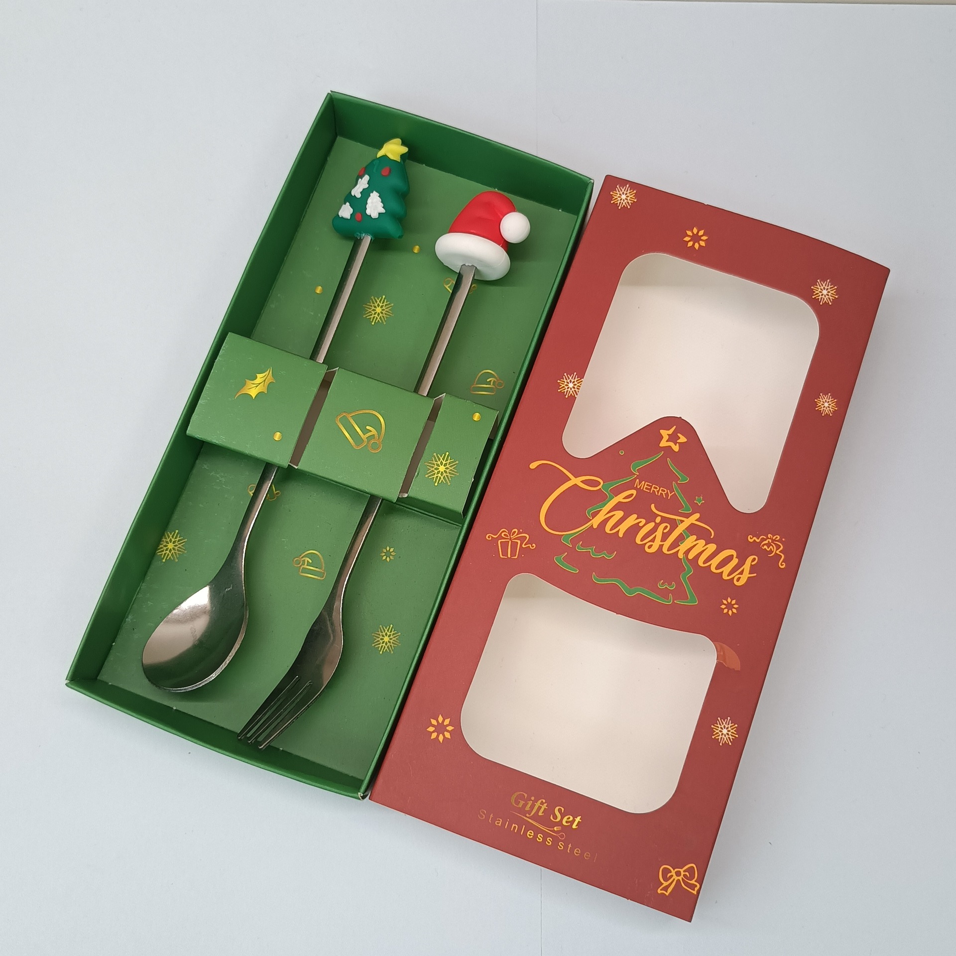 Cuchara transfronteriza de acero inoxidable Santa Claus árbol cuchara de café postre tenedor de fruta muñeca cuchara tenedor vajilla juego de regalo image 41