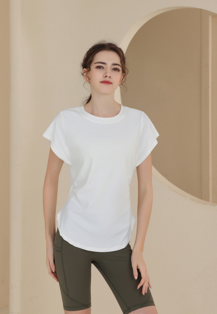 New Snowflake Cotton Breathable Sports Top Women's Short Sleeve T-shirt Running Training Cover Up Slimming Fitness Yoga_voghion.com