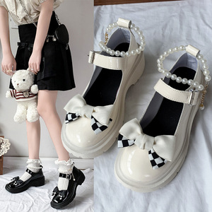 Small pearl bow shoes women England with Gothic style lolita shoes young Girls Mary Jane shoes restoring ancient ways 