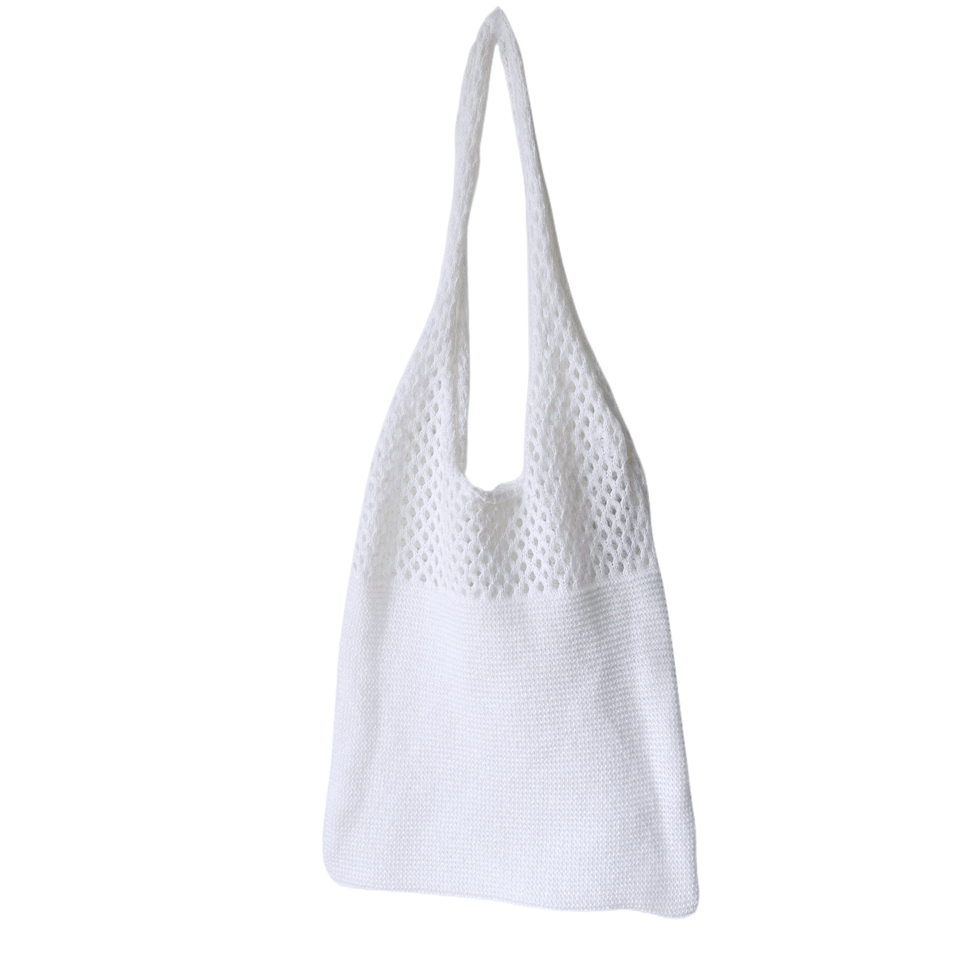 Unisex Women's solid color knitted shoulder bag hollow handbag_voghion.com