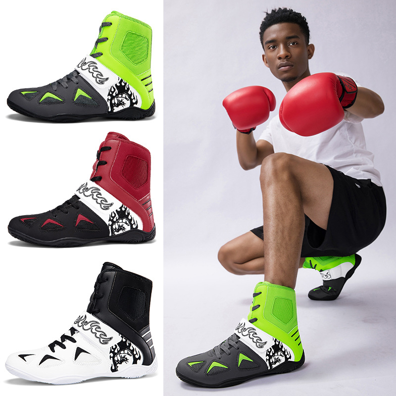 Cross-Border New Wrestling Shoes for Men and Women, Free Fighting Boxing Shoes, Non-Slip, Wear-Resistant, Shock-Absorbing Indoor Fitness Comprehensive Training Shoes