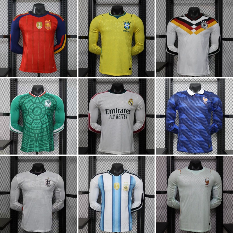 2627 Player Version Long-Sleeved World Cup National Team Football Jerseys France England Portugal Argentina Brazil