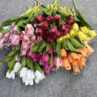 Tulip Simulation Flower Cross -border Wedding Home Hotel Decoration Soft Formation Mini Moisturizing Tulips
