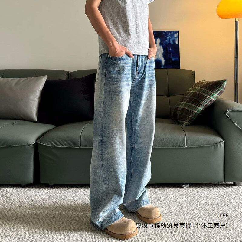 190cm tall men's extended-length slim-fit jeans, new American-style casual cool straight-leg pants for teenagers 190cm tall men's extended-length slim-fit jeans, new American-style casual cool straight-leg pants for teenagers