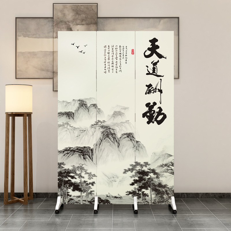 Chinese-style household screen partitions for living room, bedroom, bathroom, entrance, and office - simple, movable, and foldable curtains