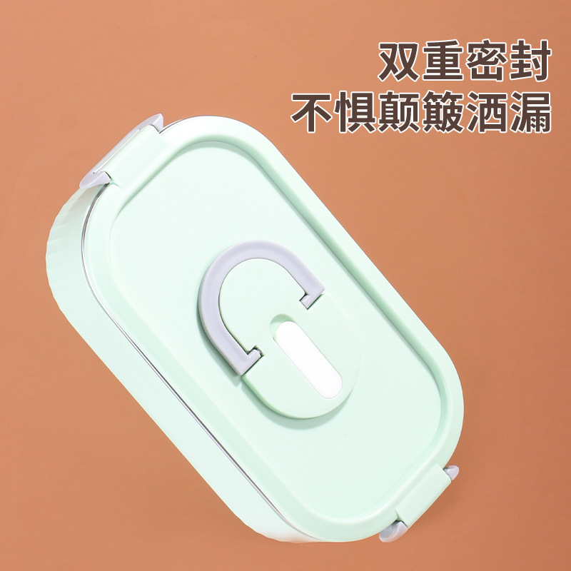 保温饭盒304不锈钢防溢分格密封上班族午餐盒学生便携方形便当盒|undefined