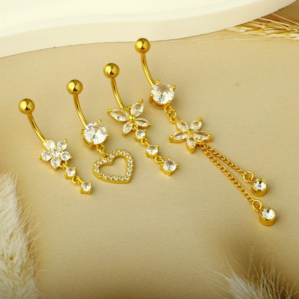 Cross-border trading), copper belly button piercing, physiological set with zircon, Amazon, (Physicals