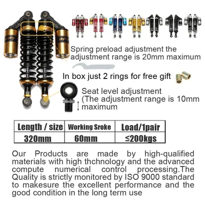 12.5 Inch 320mm Shock Absorber for Front and Rear 125Cc Cooler Atv Tao Island Four Wheels