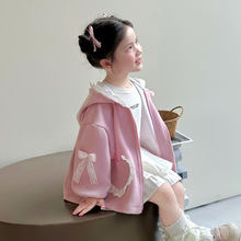女童花边蝴蝶结外套2025年秋季新款韩国洋气夹克网红童装一件代发
