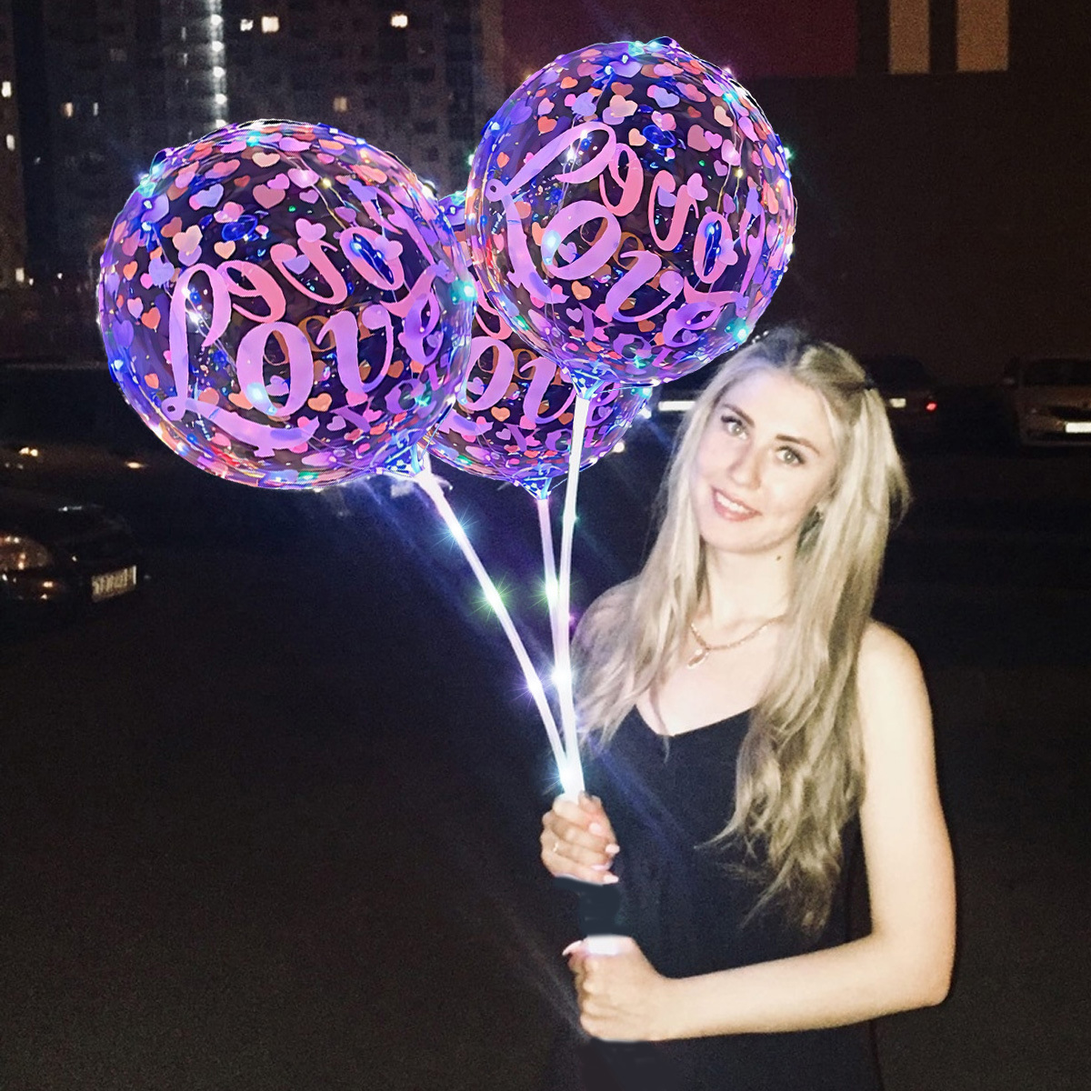 Red de red transparente estampado luminoso de 20 pulgadas bola de onda mercado nocturno puesto callejero globo decoración de cumpleaños accesorios