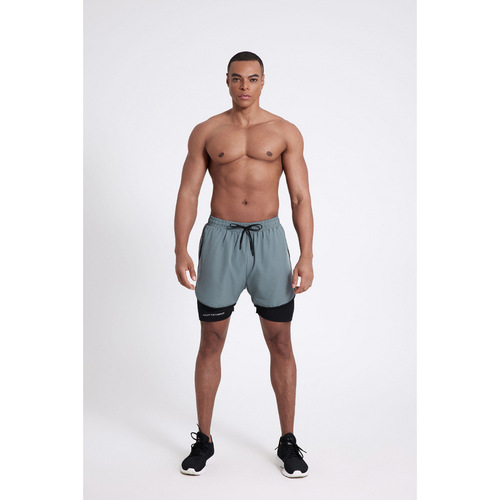 American Summer New Style Swim Fitness Shorts Quick-Dry Three-Piece Men's with Liner Training Pants Trendy Ins