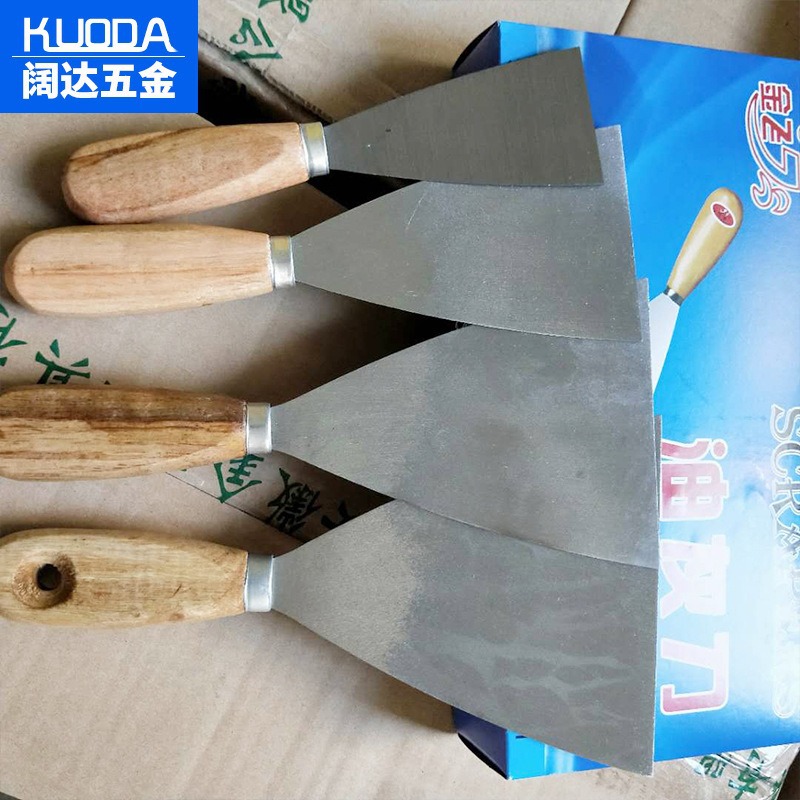 Cuchillo de mortero Jinfei grueso aceite claro mango de madera 1 / 2 / 3 / 4 / 5 pulgadas cuchillo de mortero limpio cuchillo de masilla espeta