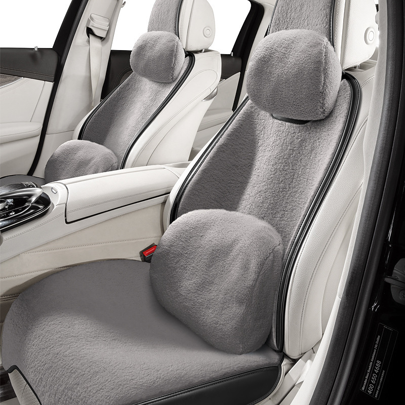 汽车坐垫冬毛绒保暖女士高级感座套秋冬天羊羔绒加绒加厚半包座垫