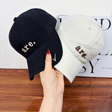 韩版字母刺绣棒球帽子女春季新款百搭软顶鸭舌帽宽帽檐时尚显脸小