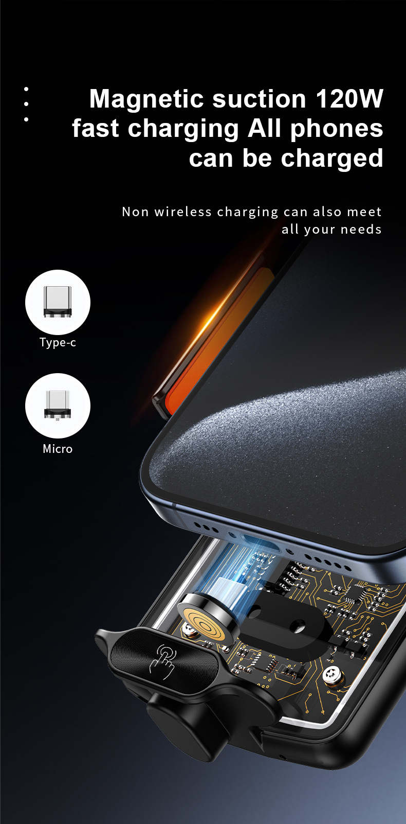 2026 Car Mobile Phone Holder Wireless Charging Car Navigation Magnetic Fast Charging Modified Electric Smart Car Accessories