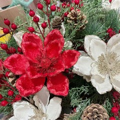 クリスマス花玉蘭シミュレーション花クリスマス生け花装飾クリスマスツリー玉蘭赤白クリスマス玉蘭