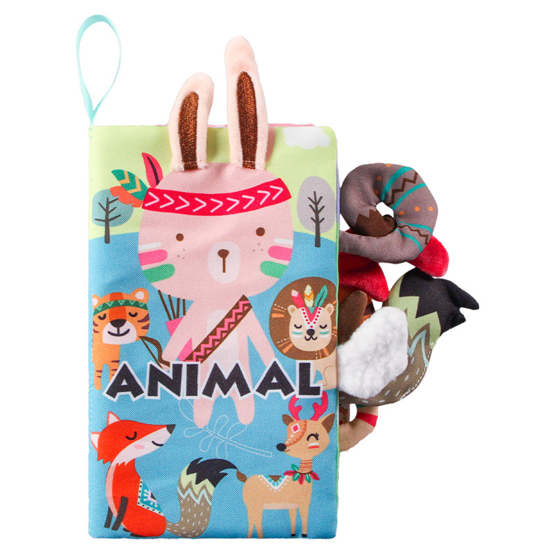 Bebé animal cola libro de tela libro de juguete educativo desgarrable libro de tela del bebé anillo de papel Ilustración libro de educación temprana Juguetes