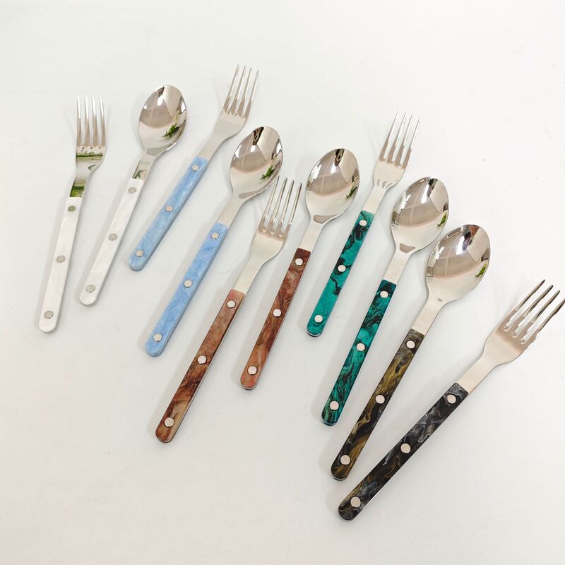 304 Stainless Steel Western Tableware Set Modern Acrylic Clip Handle Steak Knife, Fork and Spoon Ins Creative Dessert Spoon and Fork