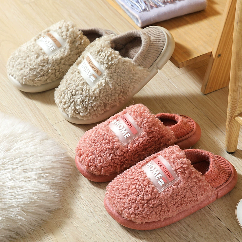 Хлопковые тапочки мужские зимние на каблуке теплые домашние утолщенные хлопковые туфли Maomao Yuezi на флисовой подкладке для пар для женщин