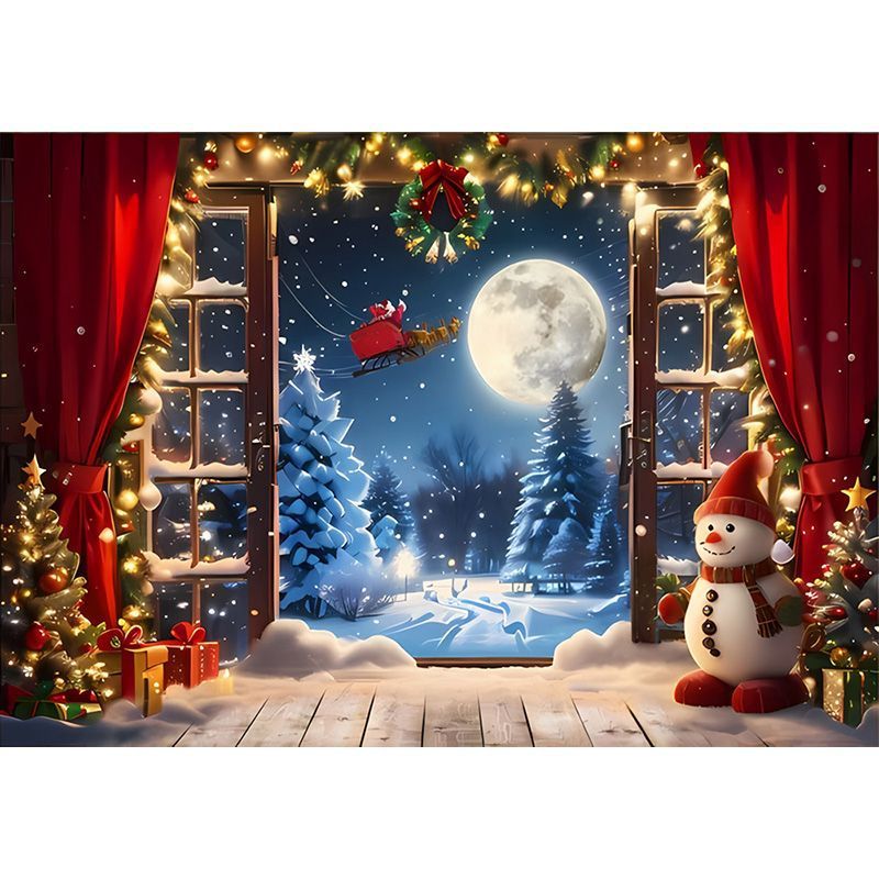 2025国境を越えたアマゾンのギフトボックスクリスマスのドアの幅の背景の布の丸い写真の道具のパーティーの装飾の旗|undefined