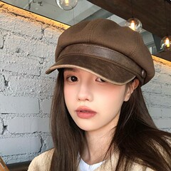 美拉德棕色贝雷帽女秋冬季2025新款复古画家帽子显脸小报童八角帽