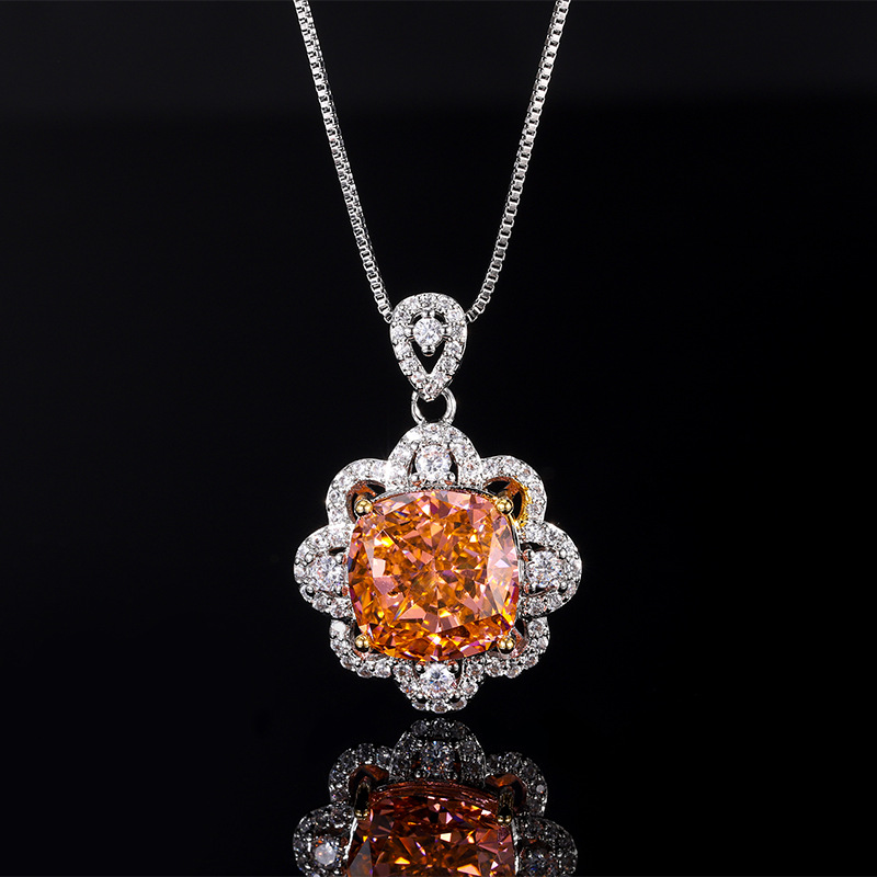 2024 nuevo estilo Zhuang Sheng joyería diamante de alto carbono hielo flor corte cobre con incrustaciones paparazha traje mujer propietario 12*12*8*8