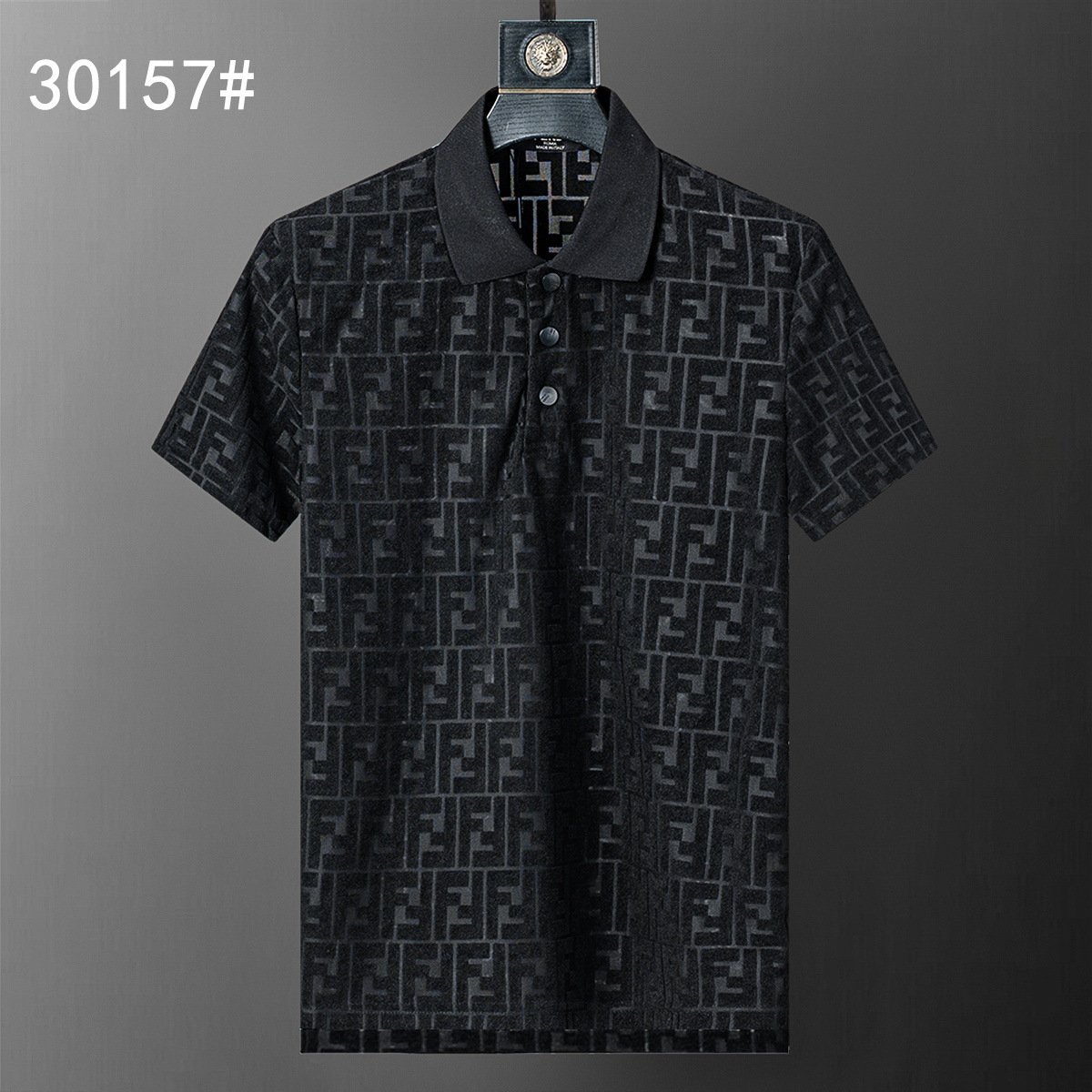 Cross-border correcto versión 25 nuevos polos hombres color sólido negocios casual jacquard solapa de punto de manga corta cabello 1