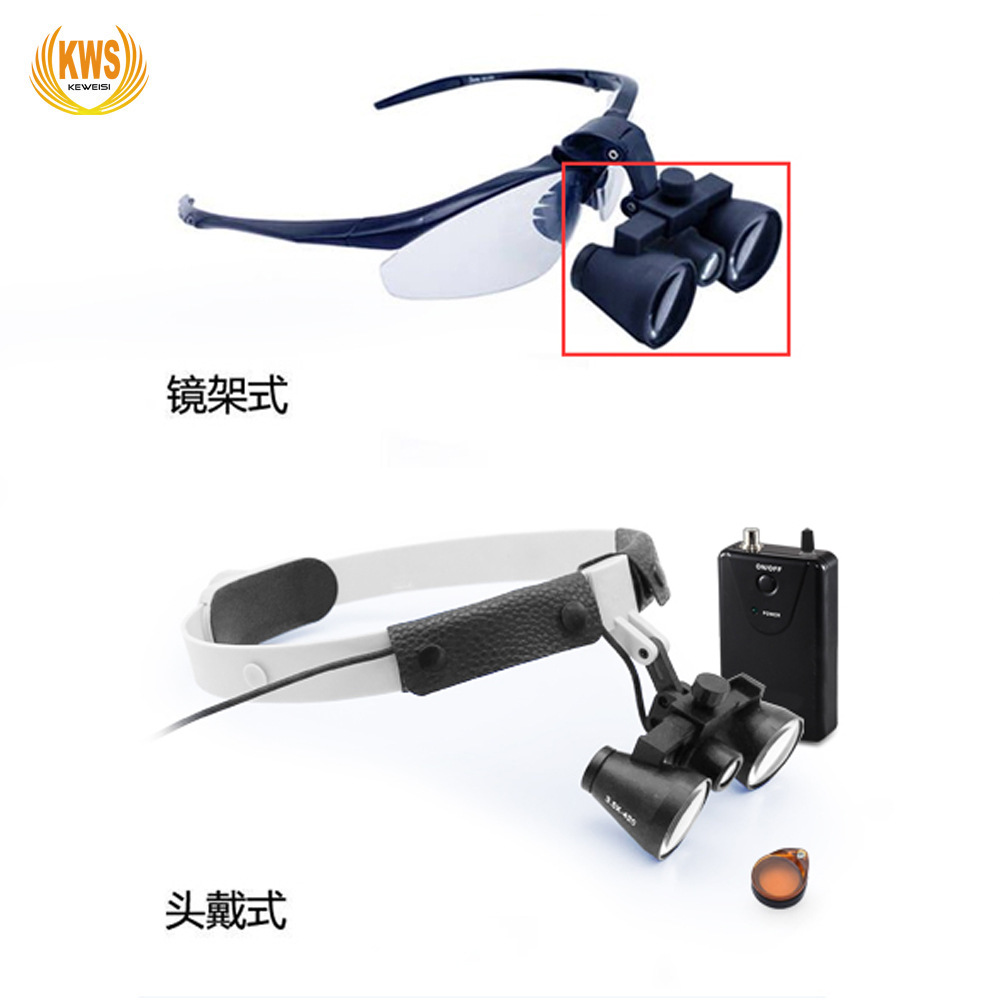 手术放大镜带LED灯口腔滤色片骨科头戴式镜架两用双目放大镜