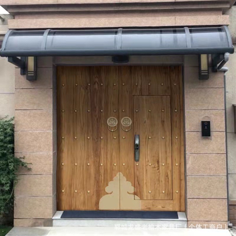 Old Elm Gate Solid Wood Old Elm Villa Courtyard Entrance Door Self-built House Courtyard Homestay Entrance Door
