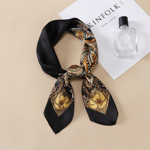 Foreign trade European and American imitation silk scarf for women square scarf headband paisley cashew print factory wholesale
