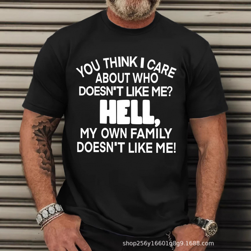 【Cross-Border European Sizes】Exclusively for Cross-Border Sales Etsy Summer Men's and Women's You Think I Care Letter Print T-Shirt 【Cross-Border European Sizes】Exclusively for Cross-Border Sales Etsy Summer Men's and Women's You Think I Care Letter Print T-Shirt