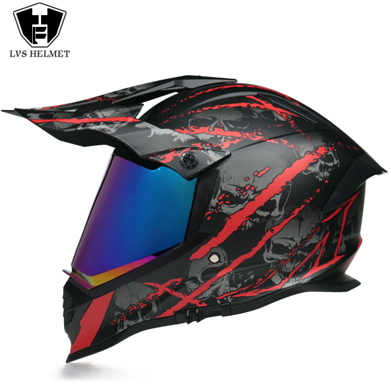 Nuevo off-road tire casco de doble lente carretera tire casco completo motocicleta Larga Distancia unisex Four Seasons universal LVS