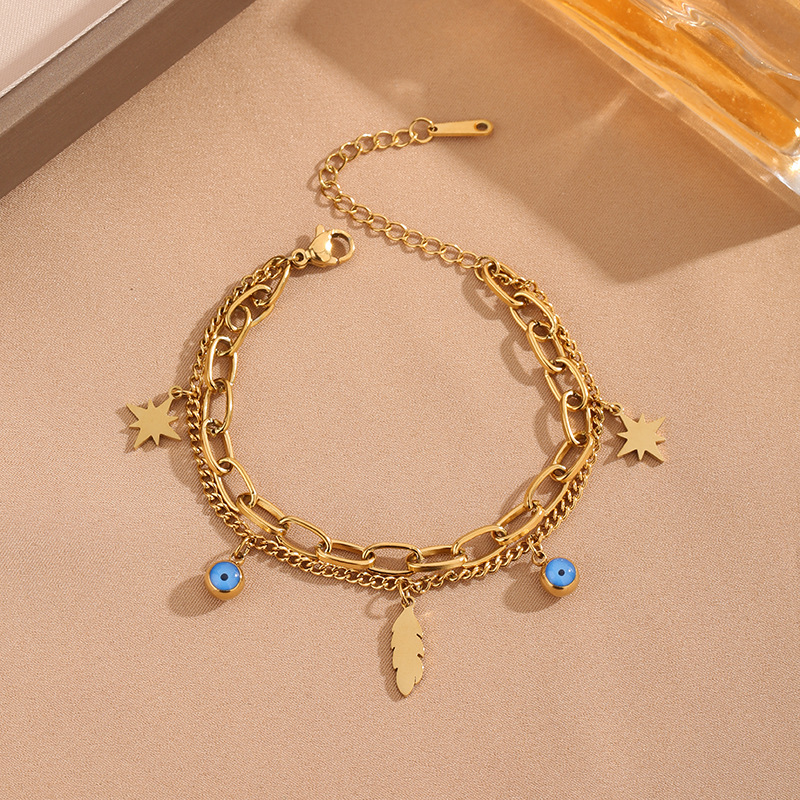 Transfronterizo al por mayor AliExpress nuevo ojo 2023 pulsera de acero inoxidable chapado en oro 18K fabricante de joyas