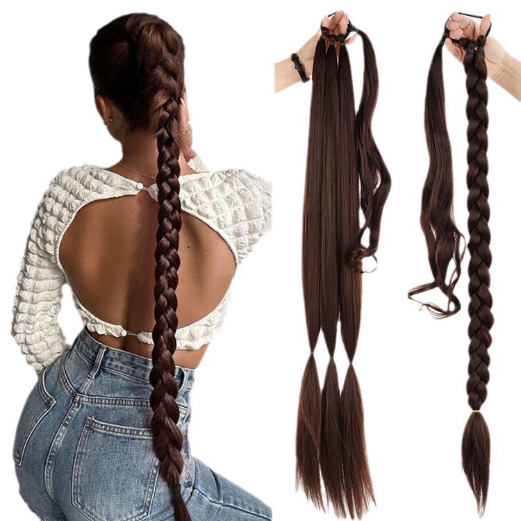 Wig Ponytail Women's New Wrap-Around Hair Extensions Yaks Hand-Woven Synthetic Ponytail Wig Ready Stock Batch