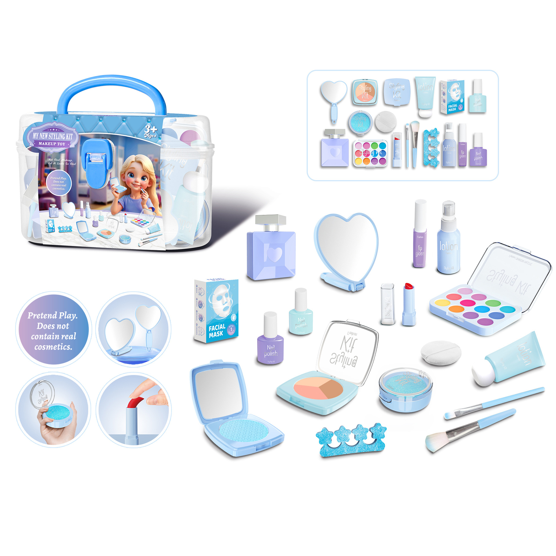 Seleccione estrictamente niñas transfronterizas niños simulación de maquillaje princesa maquillaje lápiz labial uñas juego de juguetes (no)