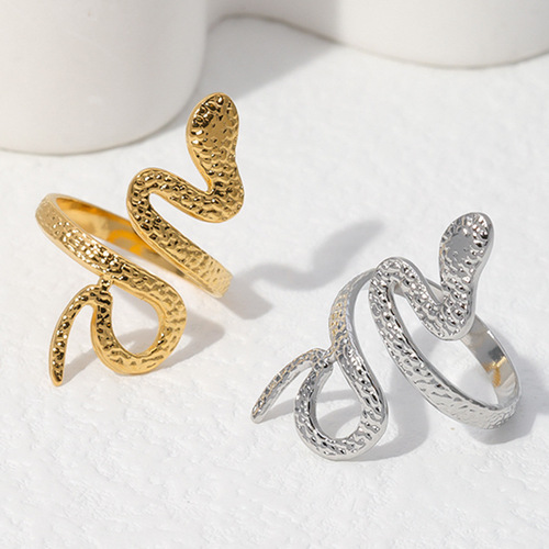 Cross-border European and American stainless steel rings for men and women, adjustable open finger rings, personalized snake-shaped niche titanium steel rings wholesale