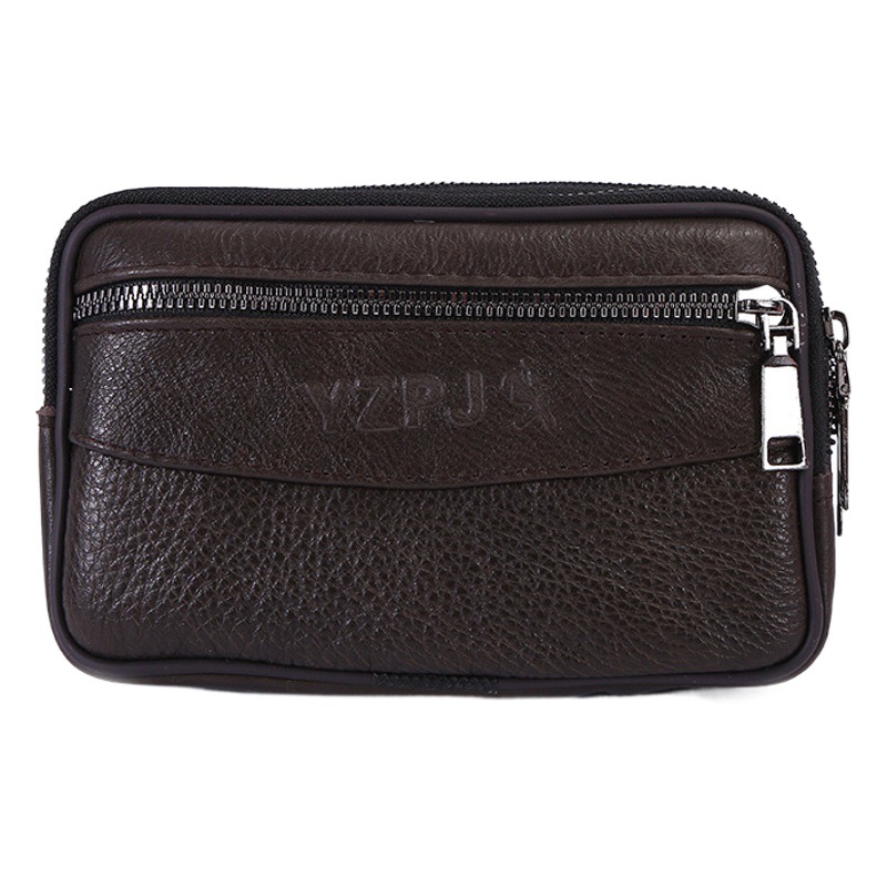 New Casual Men's Belt Mobile Phone Bag Vertical Waist Coin Purse Multifunctional Middle-aged and Elderly Cowhide Waist Bag