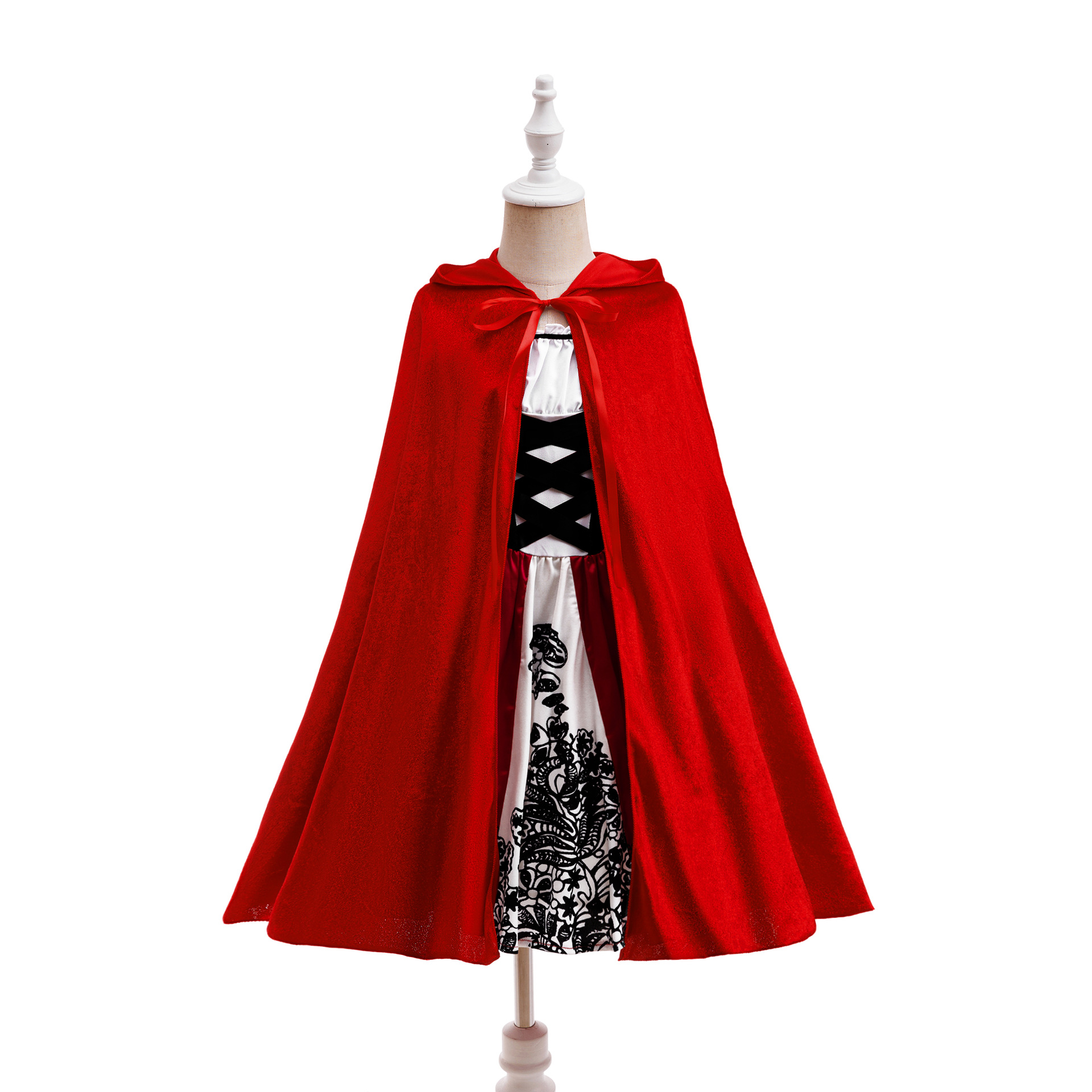 Transfronterizo nuevo vestido de sombrero rojo vestido sin mangas vestido de Halloween reunión anual escenario vestido de fiesta con capa