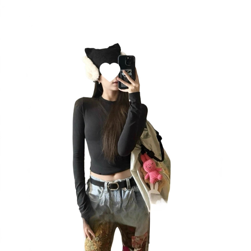 (New) New Kardashian-Style Stretchy, Comfortable, Slim-Fit Long-Sleeve Base T-Shirt Top, Same Style as Ouyang Nana and Xiangxiu