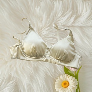 Jcsilk Mint Manbo Pure Satin French Mulberry Silk Underwear, Thin Hole Cup Silk Bra