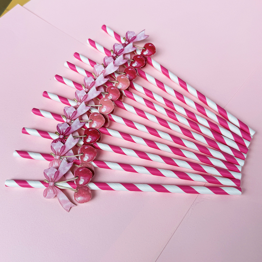 Suministros para fiestas transfronterizas Fruta creativa Limón Cereza Papel desechable Pajita Jugo Bebida Pajita Spot al por mayor