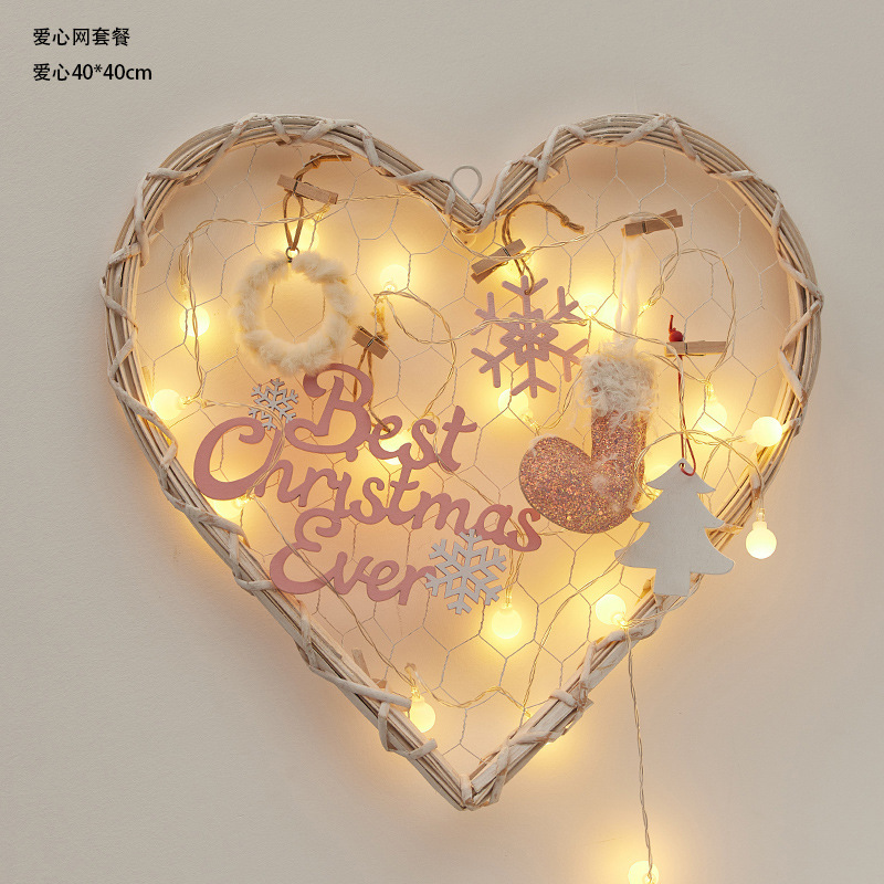 Decoraciones de Navidad transfronterizas de madera, diseño de lámparas de pared domésticas de Navidad, colgantes de material DIY, paquetes de viento creativos