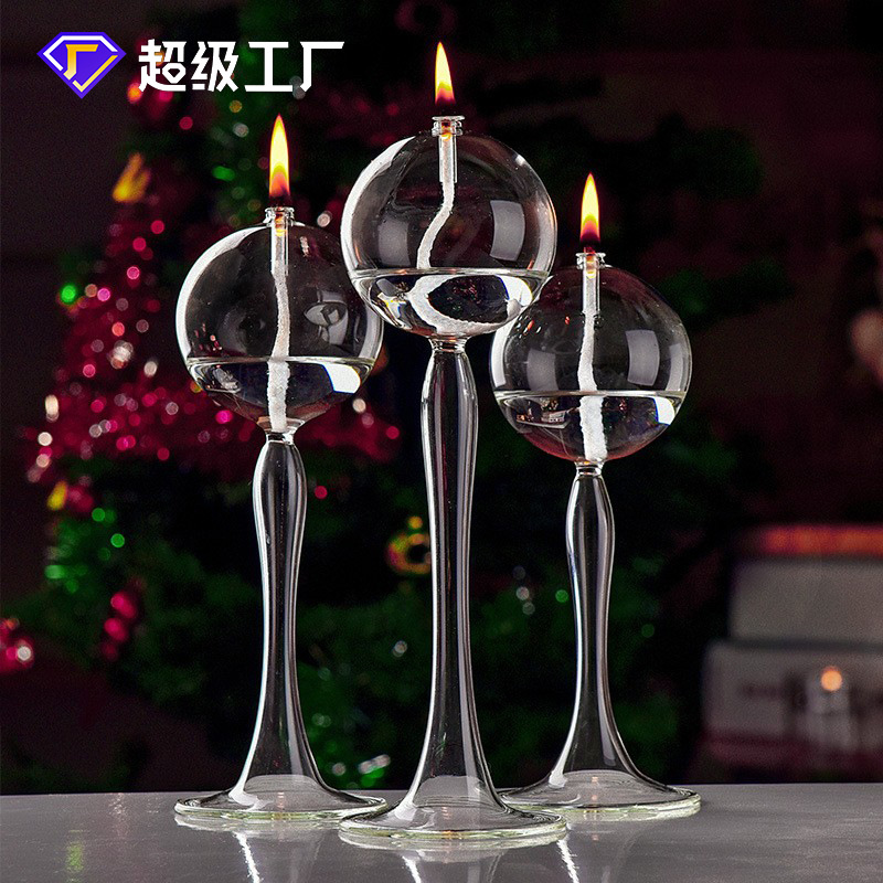 Creativo transparente hecho a mano candelabro de cristal de estilo europeo lámpara de aceite de vidrio decoración del hogar Decoración fábrica ventas directas