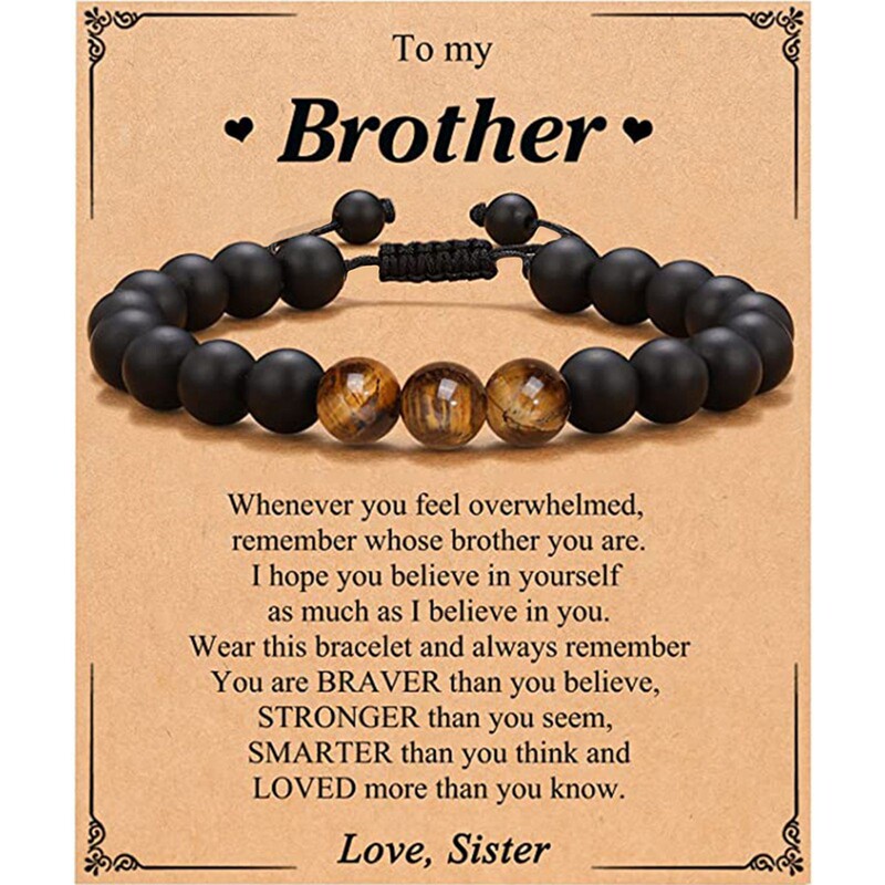 Black Matte Woven Bracelet Anniversary Birthday Gift for Boyfriend Son Husband Lover Tiger Eye Stone Bracelet for Women