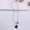 Retro organic blue necklace from pearl, European style