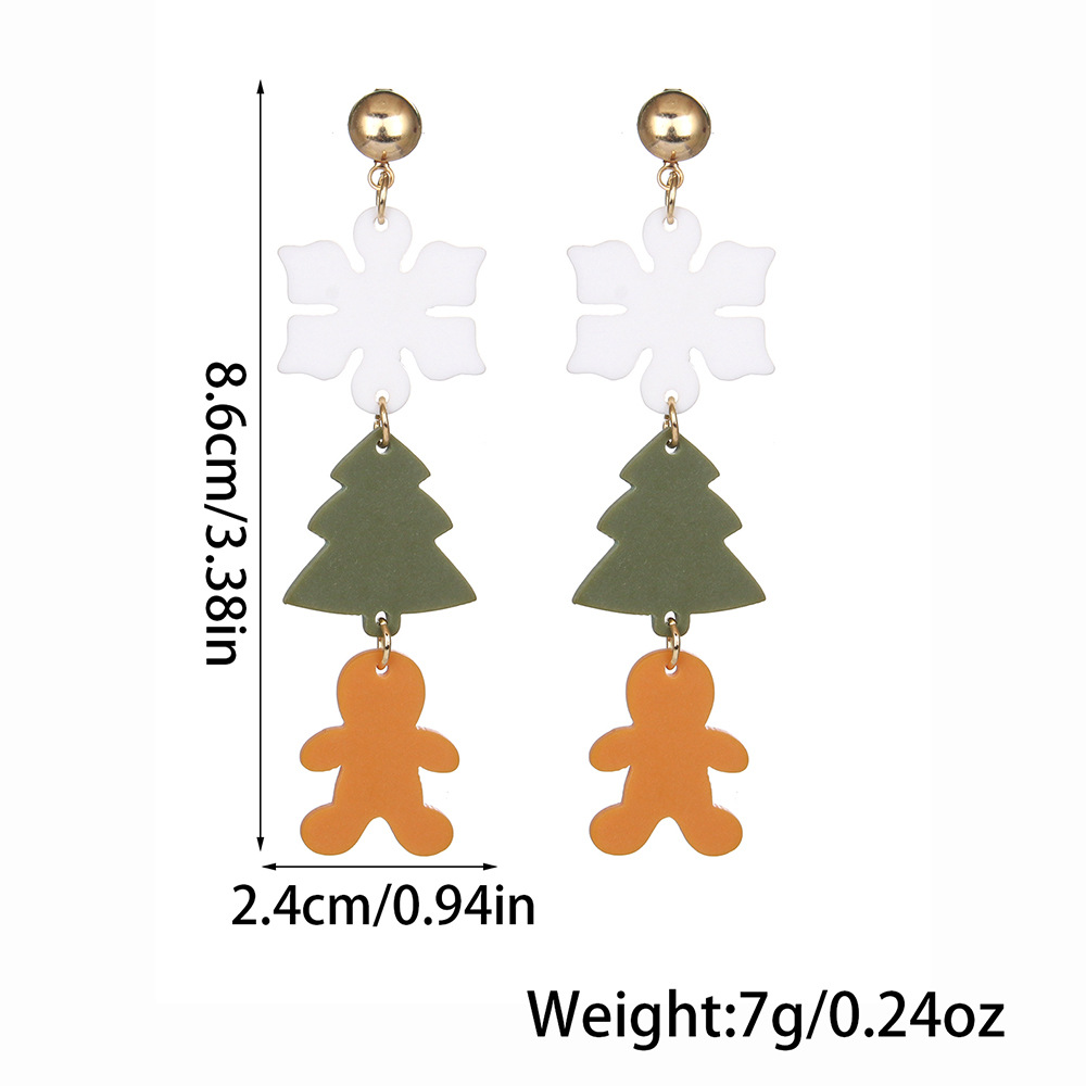 14g Weight 304 Stainless Steel Ear Needle Material Stone-Free Inlay Material 1 Set Cute Christmas Tree Gingerbread Arylic Drop Earrings Ear Studs
