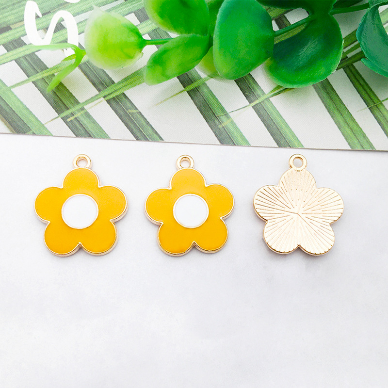 1 gota de aceite flor girasol DIY joyería accesorios aleación color flor collar pendientes colgante estilo coreano